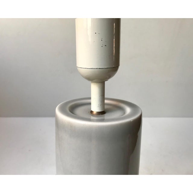 Cylindrical Gray Celadon Table Lamp by Aksel Larsen for Axella, 1970s For Sale - Image 4 of 10
