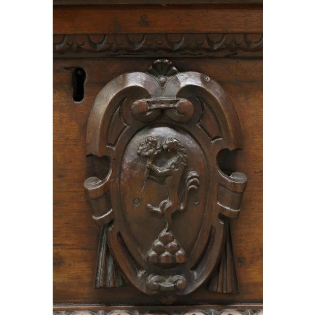 Mid 19th Century Large Antique Italian Renaissance Style Walnut Cassone ...