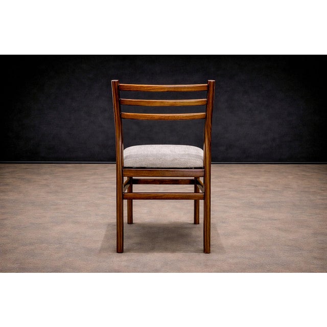 Set of 8 Chairs in Caviuna Wood & Linen, Alexandre Rapoport, 1960s For Sale - Image 9 of 13