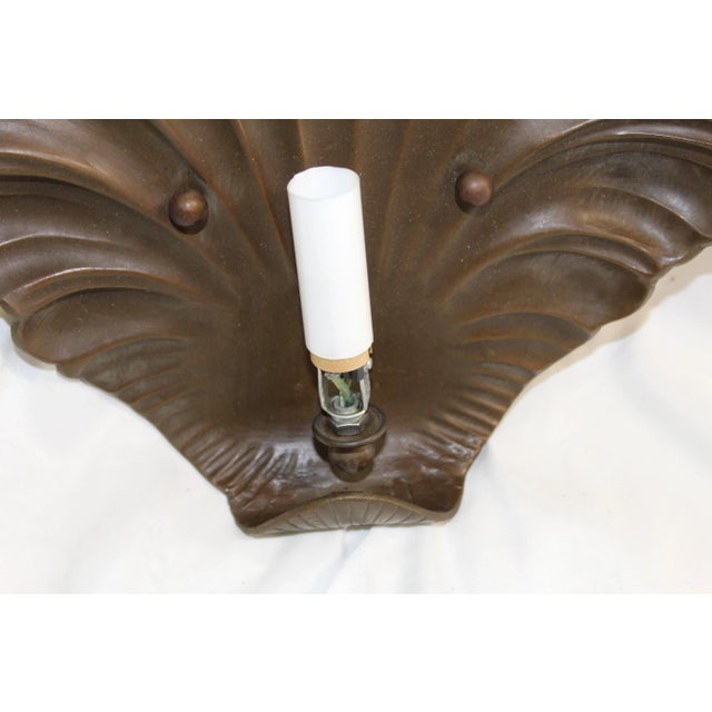 Mid-Century Modern 1990s Mid-Century Modern Style Bronze Acanthus Sconce For Sale - Image 3 of 6