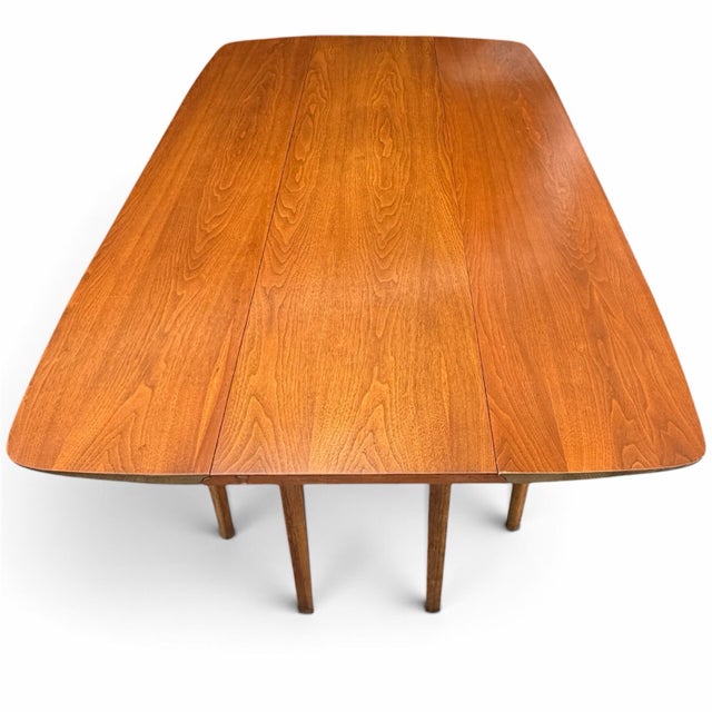 Wood 1957 John Van Koert for Drexel Profile K43 Walnut Drop-Leaf Dining Table For Sale - Image 7 of 12