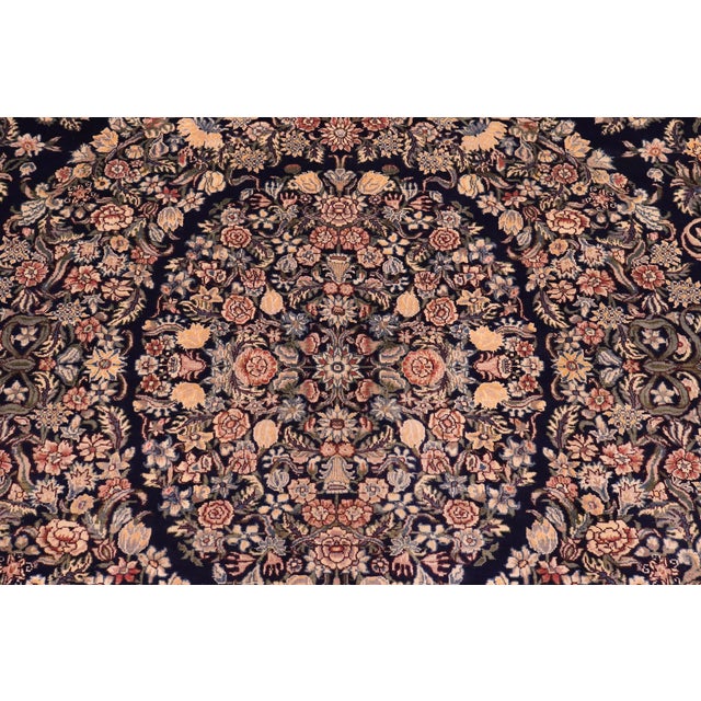 Elegant Renaisance 1990's Pak-Persian Blue/Gold Wool Rug - 9'4'' X 11'9'' For Sale - Image 4 of 9