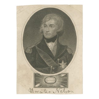 After Lemuel Francis Abbott, Horatio Nelson Portrait, Trafalgar, Naval Hero, 1819, Engraving For Sale