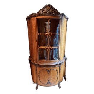 Antique Solid Philippine Narra Wood China Cabinet For Sale