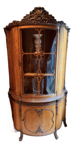 Antique Solid Philippine Narra Wood China Cabinet
