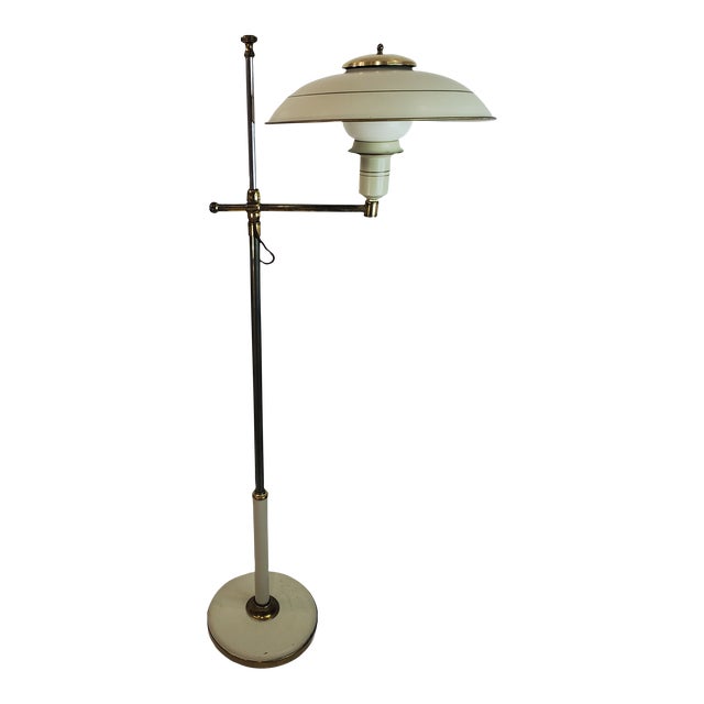 Art Deco Gerald Thurston Swing Arm Flying Saucer Floor Lamp 1950s, Unmarked For Sale