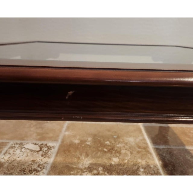 An exceptional vintage multi-piece living room coffee table is part of a collection by Drexel Heritage. Executed in the...