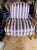 Pair Striped Baker Bergères A preppy stripe on a generous wood framed arm chair from Baker. 29.5” x 24” d x 34” h 18.5”...
