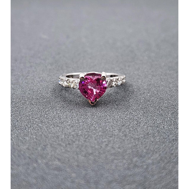 0.60 Ct Natural Pink Sapphire & Diamond Ring, Size 4.5 For Sale - Image 4 of 10