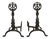 Antique Andirons With Dragon Medallion Finials on Turned Balusters and Splayed Feet - A Pair For Sale