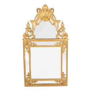Antique Louis Revival Giltwood Overmantel Cushion Mirror, 1920s For Sale