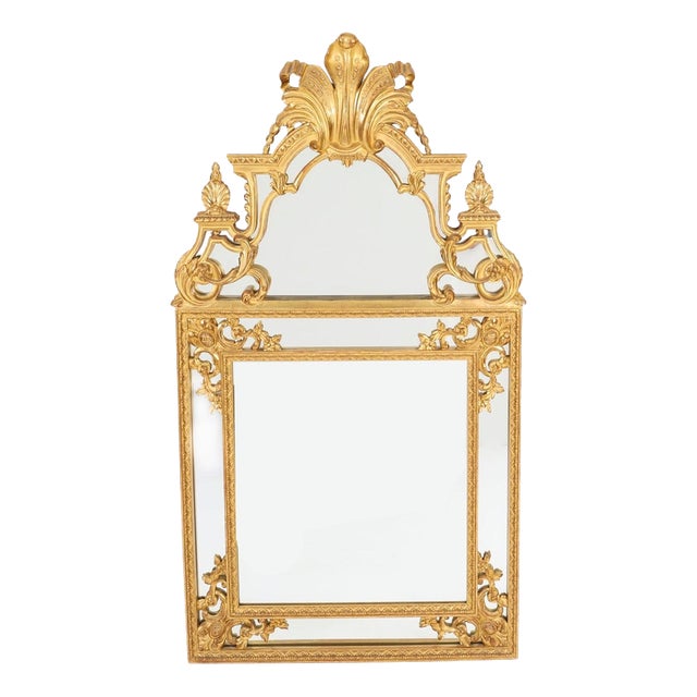 Antique Louis Revival Giltwood Overmantel Cushion Mirror, 1920s For Sale