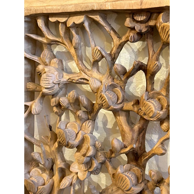 Asian Pair of Vintage Asian Carved Wood Panels For Sale - Image 3 of 9