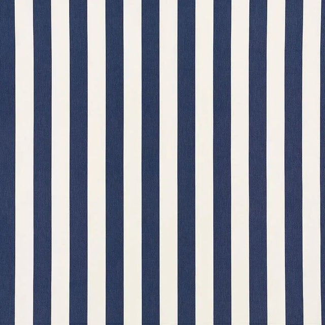 Schumacher Andy Stripe Fabric in Navy For Sale