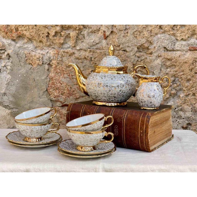 Mid-Century Porcelain Tea Set from Edelstein Bavaria, 1930s, Set of 10 For Sale - Image 12 of 12