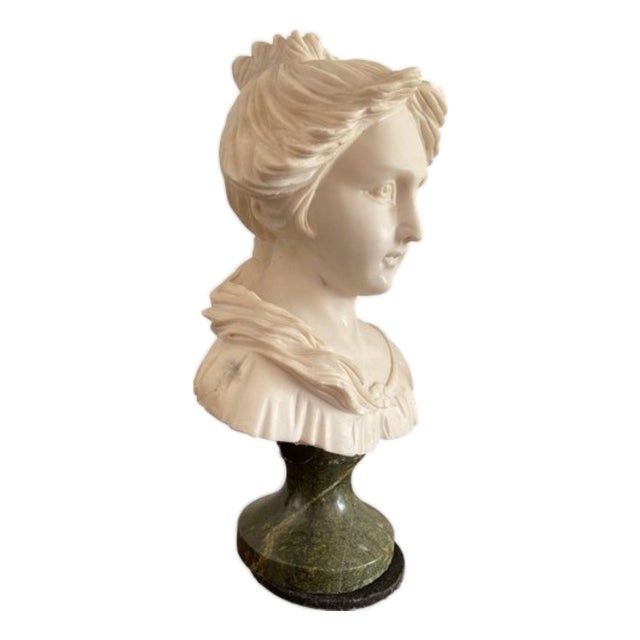 French Neoclassical Marble Bust on Marble Base For Sale