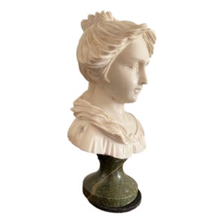 Neoclassical Style Female Bust in Marble, 1920s-1940s For Sale