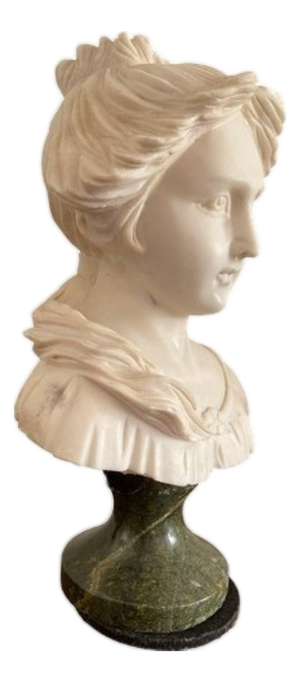 Neoclassical Style Female Bust in Marble, 1920s-1940s
