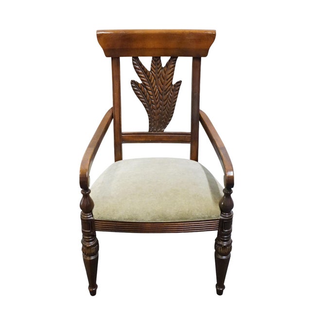 Contemporary Thomasville Furniture Solid Cherry Contemporary Traditional Style Wheat Back Dining Arm Chair 19242 For Sale - Image 3 of 10