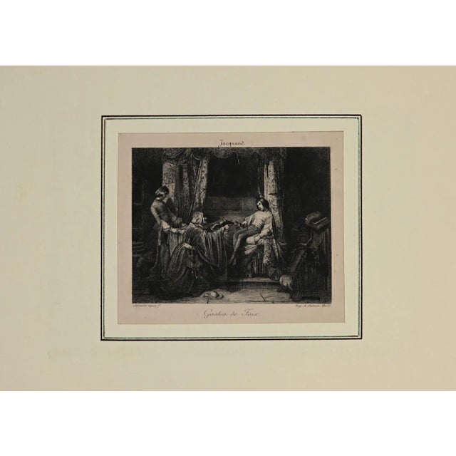Gaston de Foix is an original etching on paper realized by Louis Lemaire, in 1880s. Signed on the lower left margin....
