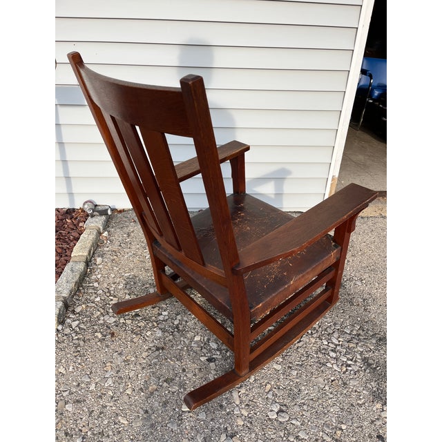Arts & Crafts 1920s Gustav Stickley Model 365 Oak Rocking Chair For Sale - Image 3 of 7