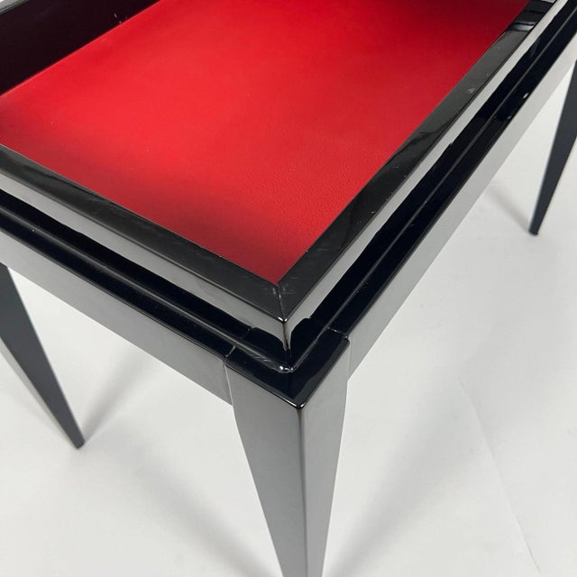 Black Art Deco Games Table in Black Lacquer, Red and Black Leather, France, 1930s For Sale - Image 8 of 18