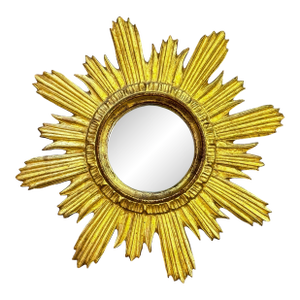 Hollywood Regency Italian Carved Giltwood Sunburst Mirror