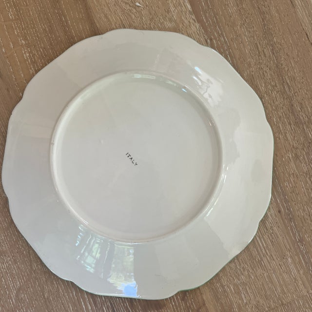 Mid 20th Century Vintage Vietri Handpainted Green Floral Dinner Plate For Sale - Image 5 of 5