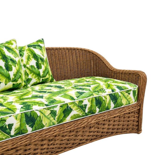 Mid 20th Century Vintage Basket Wave Sofa With Custom Banana Leaf Cushions For Sale - Image 5 of 7