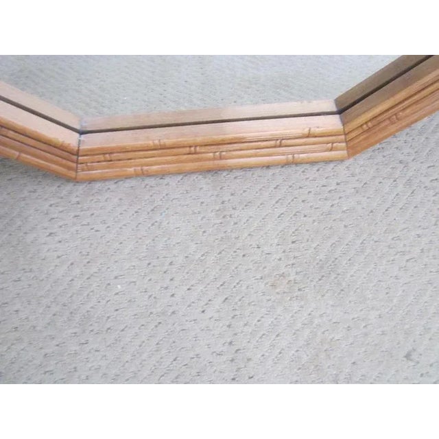 1980s Vintage Hollywood Regency Style Rattan Bamboo Octagonal Wall Mirror For Sale - Image 11 of 13