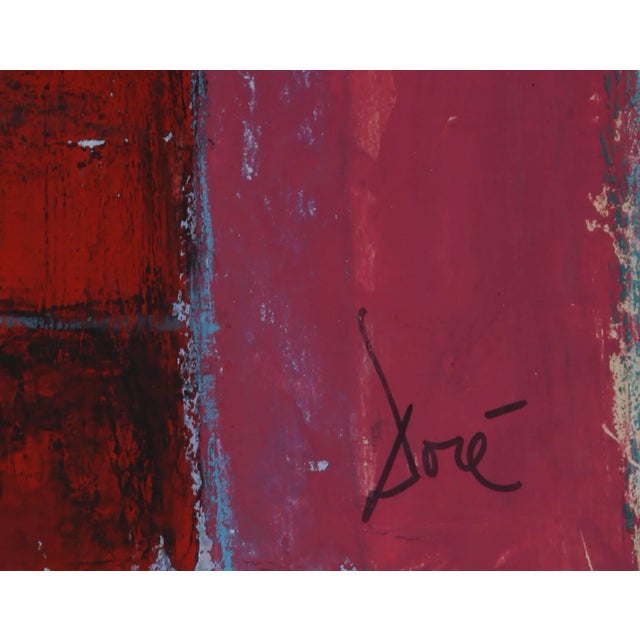 Artist: Jose Canes (aka Dore), Spanish (1931 - ) Title: Woman in Pink with Red Flowers Year: circa 1975 Medium: Acrylic...