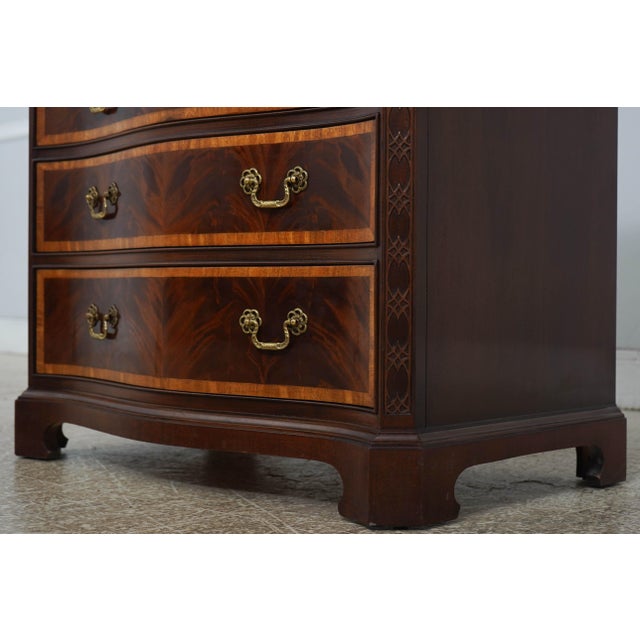 Hickory Mahogany Inlaid Serpentine Curved Front Chest For Sale - Image 9 of 18