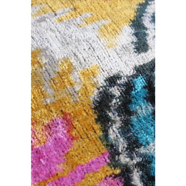2020s Contemporary Silk Velvet Ikat Bohemian Pillow For Sale - Image 5 of 10