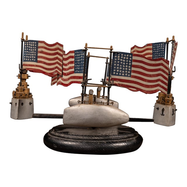 Vintage Patriotic Folk Art American Submarine Whirligig For Sale