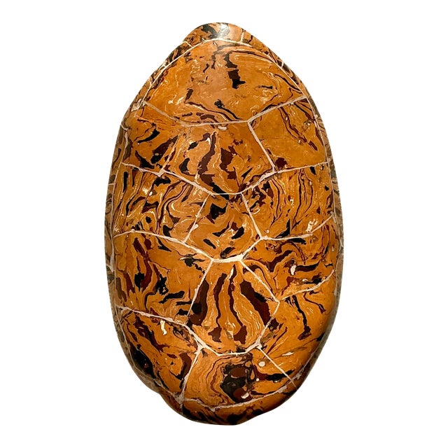 Vintage Boho Artisanal Pigmented Plaster Scagliola Turtle Shell For Sale