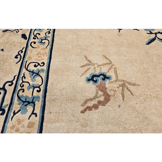 Antique Chinese Peking Oversize Rug, Wool on Cotton, All-Over Floral Design, Ivory & Blue, 12' X 18' For Sale - Image 4 of 18