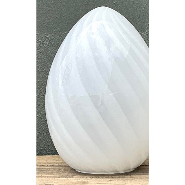 Vintage Italian Swirl Glass Egg Lamp After Murano For Sale - Image 9 of 12