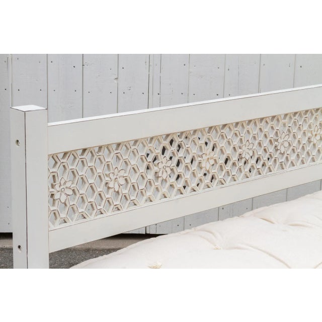 Wood White Carved Floral Jali Daybed Sofa For Sale - Image 7 of 13