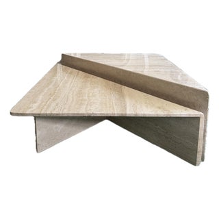 Italian 1970s Modern Travertine Coffee Table, 2 Pieces, Seal For Sale