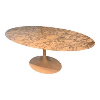 Knoll Saarinen 72” Oval Arabescato Satin Table For Sale