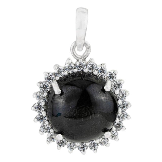 11.55 Ct Black Star Pendant Halo Zircon in 925 Sterling Silver for Her For Sale
