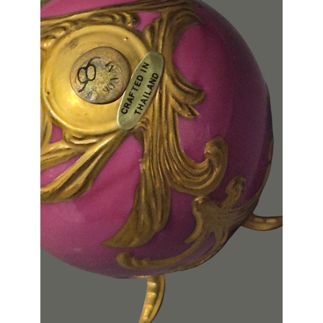 Late 20th Century Franklin Mint House of Faberge Imperial Porcelain Floral Pink Gilded Jeweled Egg For Sale - Image 6 of 7