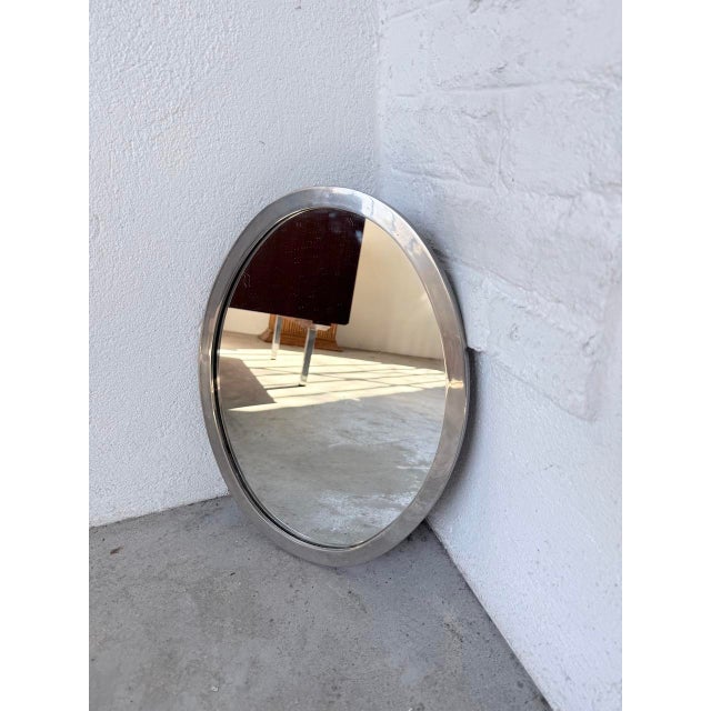 Oval Silver-Plated Metal Mirror, 1950s For Sale - Image 16 of 18