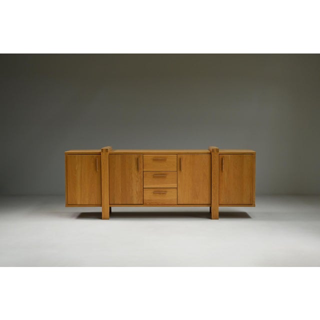 Large Brustalist Oak Sideboard, Belgium, 1990s For Sale - Image 9 of 9