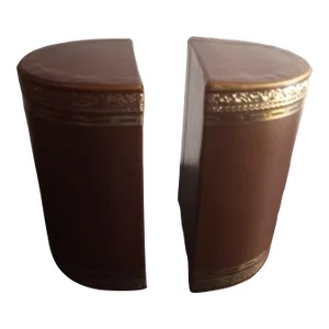 1980s Leather Bound Roman Column Bookends Set of 2