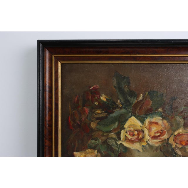 French Artist, Still Life of a Vase with Flowers, 1940s, Oil on Canvas, Framed For Sale - Image 4 of 10