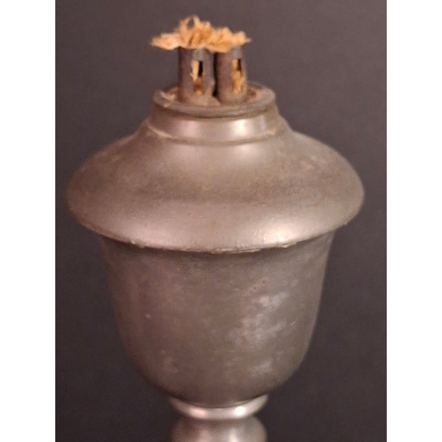 Pair Antique 1840s Freeman Porter Pewter Whale Oil Lamps Westbrook Maine No. 1 For Sale - Image 13 of 17