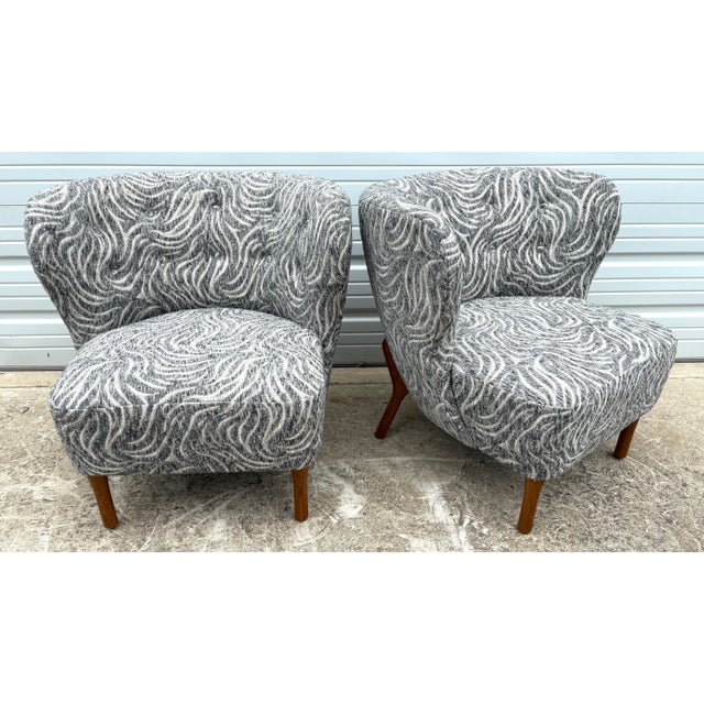 Mid-Century Modern Newly Upholstered Club Chairs After Geo Ponti For Sale - Image 10 of 12