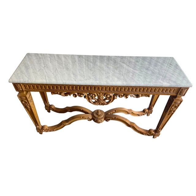 Antique Louis XV French Style Wood and Marble Console Table Chairish