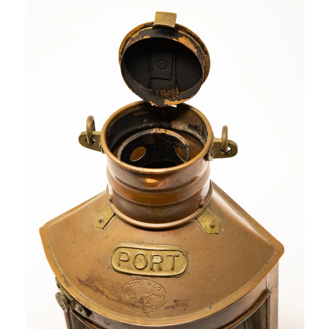1902 Copper Port Ship Lantern by Tung Woo For Sale - Image 11 of 12